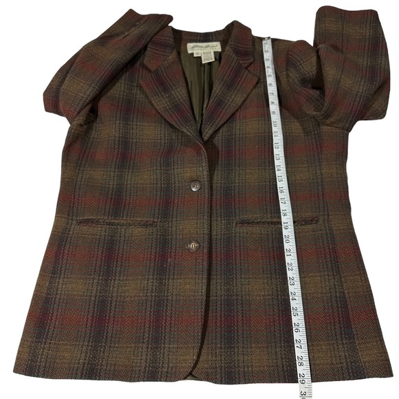 Vtg Eddie Bauer Earth-Toned 2 Button 100% Wool Tweed Blazer Sz LP Check Plaid - Picture 9 of 13